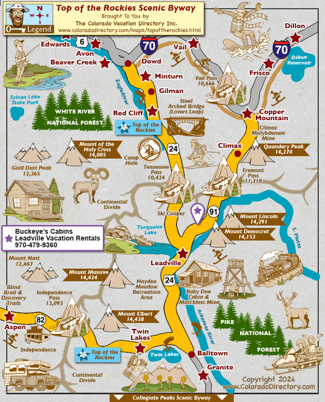 Top of the Rockies Scenic Byway Map, Colorado
