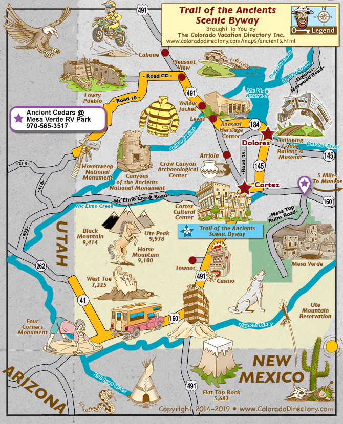 Trail of the Ancients Scenic Byway Map, Colorado