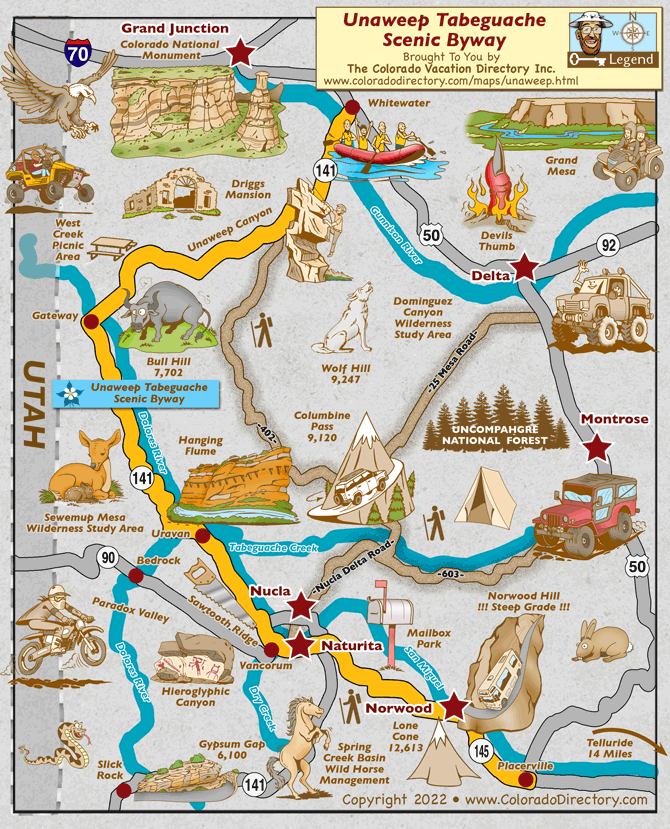 Unaweep Tabeguache Scenic Byway Map, Colorado
