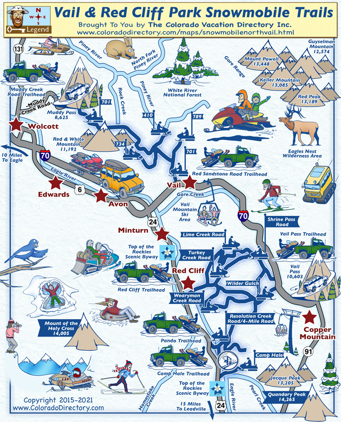 Vail and Red Cliff Park Snowmobile Trail Map, Colorado