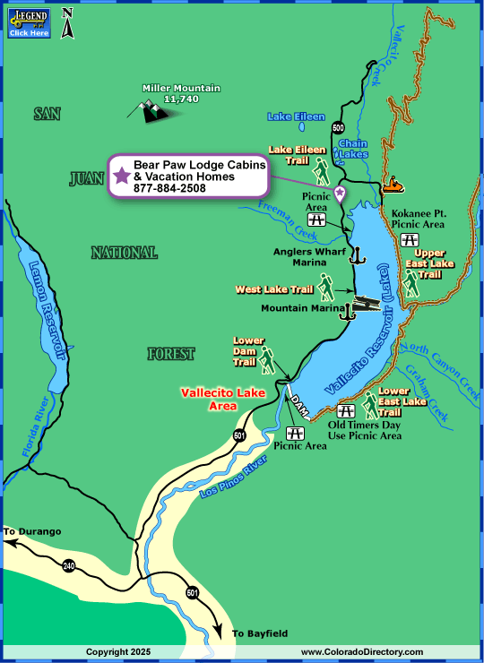 Vallecito Lake Map Durango, Colorado
