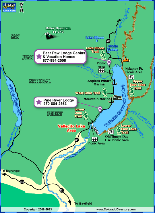 Vallecito Lake Map Durango, Colorado