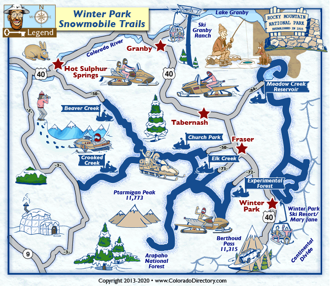 Winter Park Colorado Snowmobile Trail Map