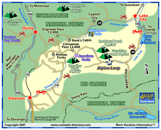 Alpine Loop ATV, UTV, Jeep Trails Map, Colorado