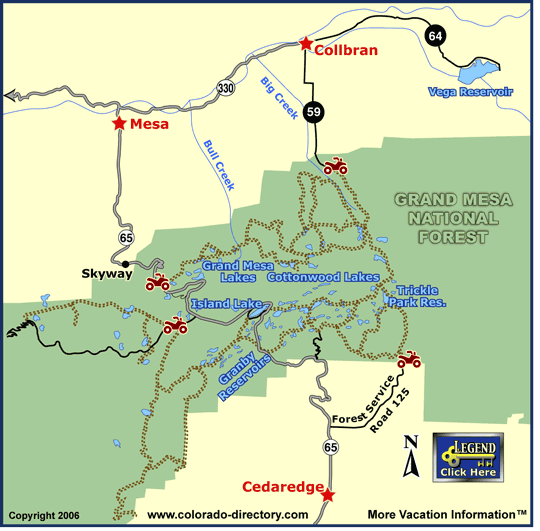 Grand Mesa Jeeping Atv Trails Map Colorado Vacation Directory
