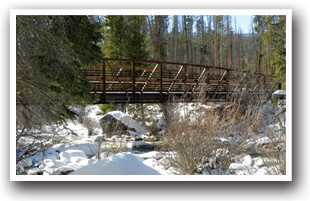 Snow covered bridge near Grand Lake, Colorado