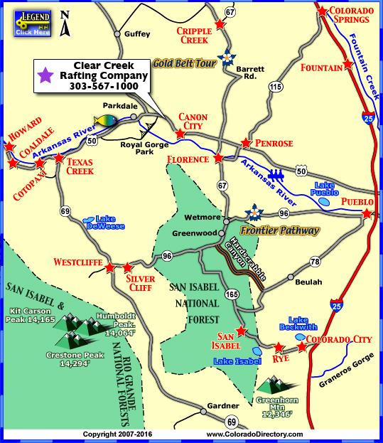 Royal Gorge and Canon City Map, Colorado