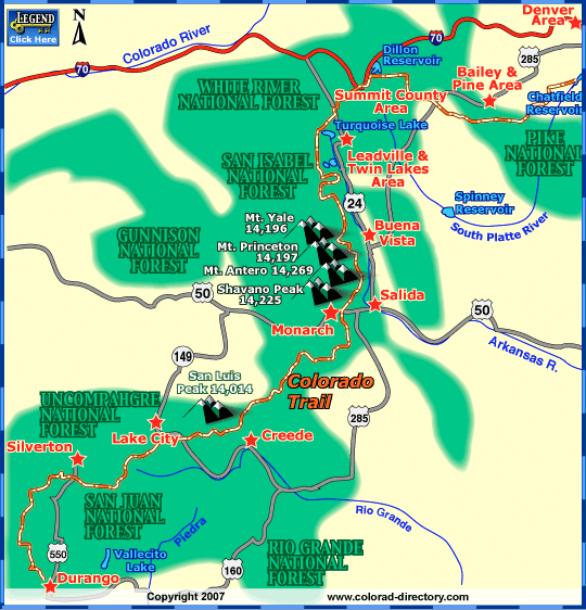 The Colorado Trail Map, Colorado