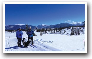 Snowshoers and Cross Country Skiers in Grand Lake, Rocky Mountain National Park, Colorado