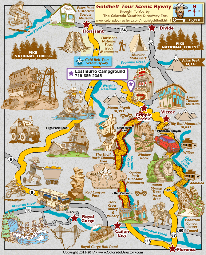 Goldbelt Tour Scenic Byway Map Colorado Vacation Directory