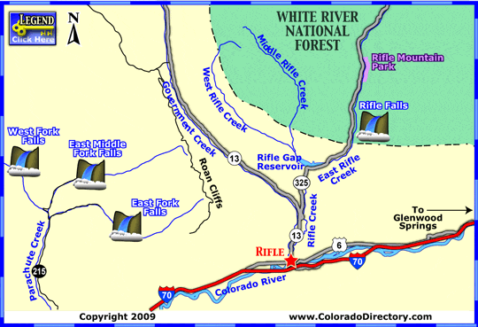 Rifle Hiking Trails Map, Colorado