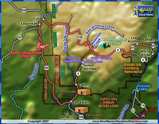 Jemez Mountain Trail Scenic Byway Map, New Mexico