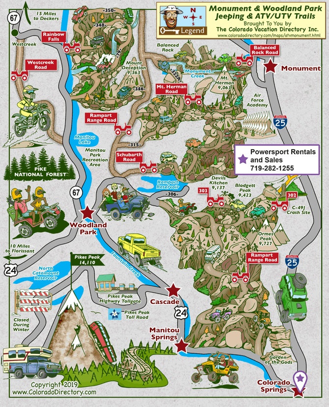 Monument Woodland Park Jeeping Atv Trails Map Colorado