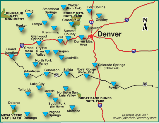Colorado OHV/Off-Highway-Vehicle Regulation Offices Locations Map