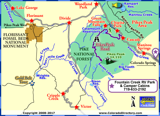 Pikes Peak Local Area Map Colorado Vacation Directory