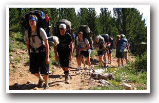 Hikers on the Rainbow trail in Colorado