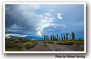 Rainbow in the sky in the San Luis Valley, Colorado, Photo by Michael Hartzog 
