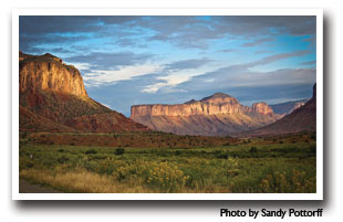 Red Sandstone Cliffs along the Tabeguache Scenic Byways, Photo by Sandy Pottoriff