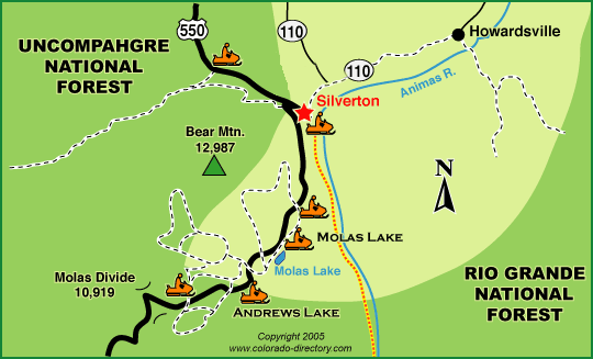 Silverton Snowmobile Trails Map, Colorado