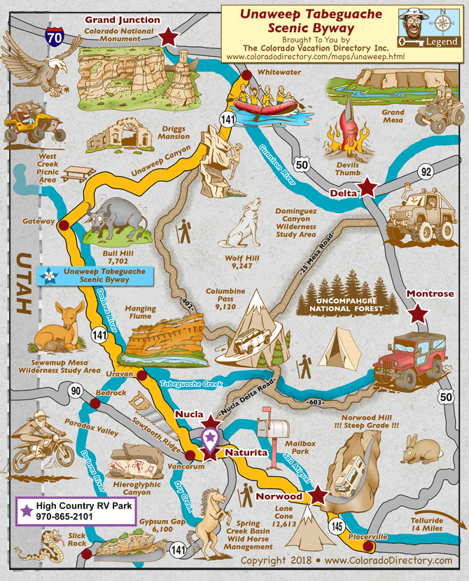 Unaweep/Tabeguache Scenic Byway Map Colorado Vacation Directory
