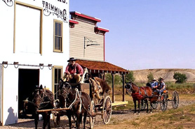 Horse drawn carriage rides at the Museum of the Mountain West in  Montrose, Colorado.