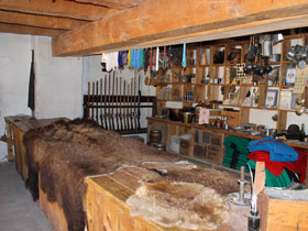 Historical recreated trade room inside of Bent's Old Fort Historic Site in La Junta, Colorado.