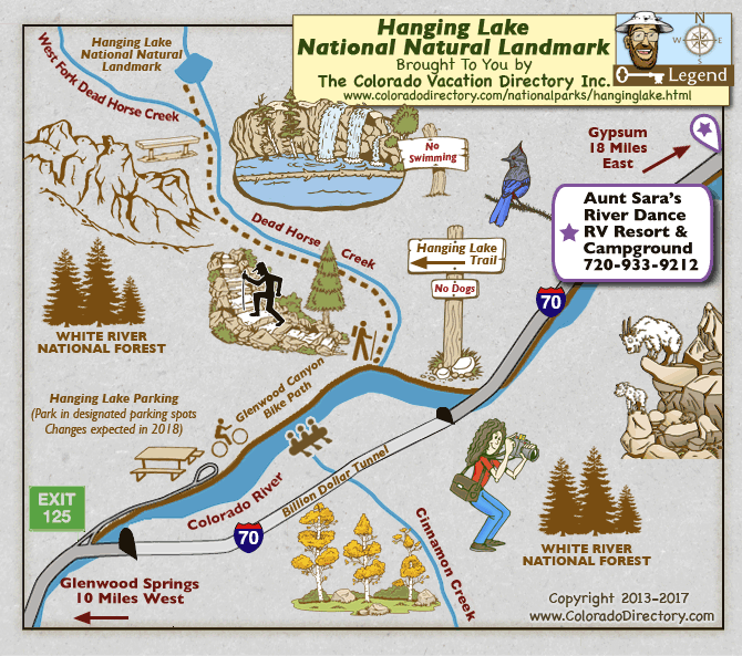 Hanging Lake Hiking Trail Map, Colorado