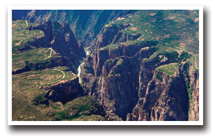 Ariel view of the Black Canyon of the Gunnison Canyon in Colorado