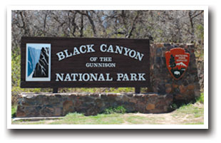 The welcome sign to Black Canyon of the Gunnison National Park, Colorado