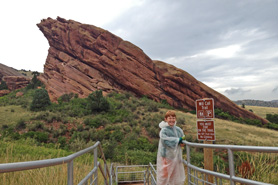Hiker on the will call trail at Red Rocks National Natural Landmark Amphitheatre in Morrison, Colorado.