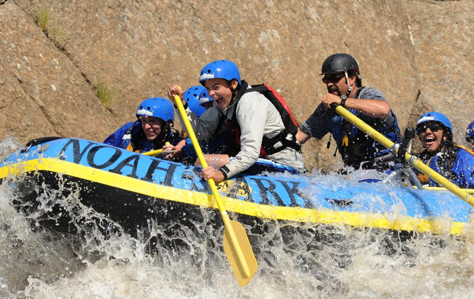 Group having fun with Noah's Ark Whitewater Rafting Company on the Arkansas River in Colorado