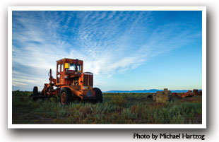 A tractor in the San Luis Valley, Colorado, Photo by Michael Hartzog