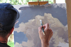 Painter at workshop with the Ouray County Arts Association in Ouray, Colorado.
