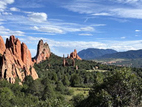 View of the amazing Garden of the Gods rock formations in the Pikes Peak region of Colorado.