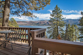 Pine River Lodge balcony overlooking beautiful Vallecito Lake, The Colorado Vacation Directory