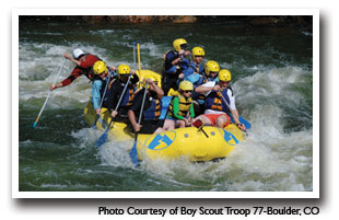 Whitewater Rafting down the Cache La Poudre, Photo Courtesy of Boy Scout Troop 77 - Boulder, CO