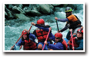 Rafters going through rapids on the Blue River in Colorado