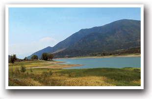 A mountain lake that is inside Harvey Gap State Park near Silt, Colorado