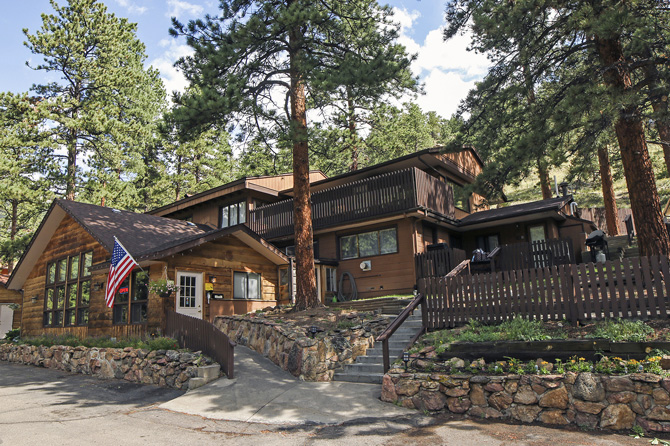 Front of Timber Creek building at Rocky Mountain Resorts in Estes Park, Colorado