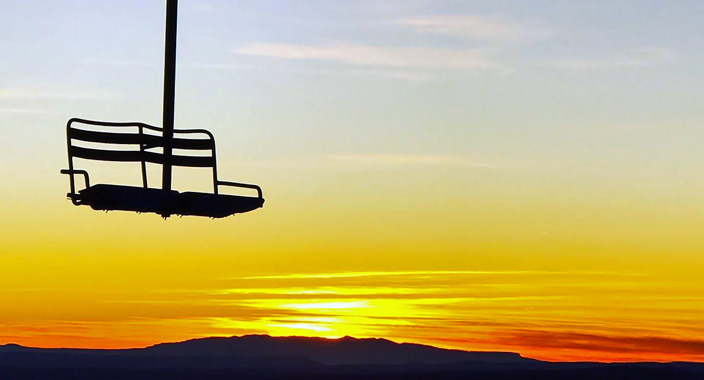Ski lift during sunset in Colorado