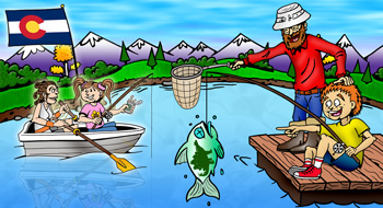 family fishing cartoon