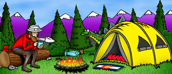 Colorado campgrounds, tent sites and camping illustration