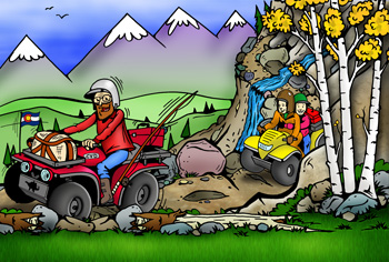 Colorado atv and utv rentals, tours, sales, service and trails illustration