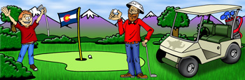 Colorado golfing and golf courses illustration