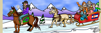 Colorado horseback riding and horse trails illustration