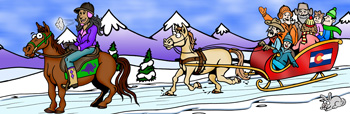 Colorado horseback riding and horse trails illustration