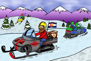 Colorado snowmobile rentals, tours and trails illustration