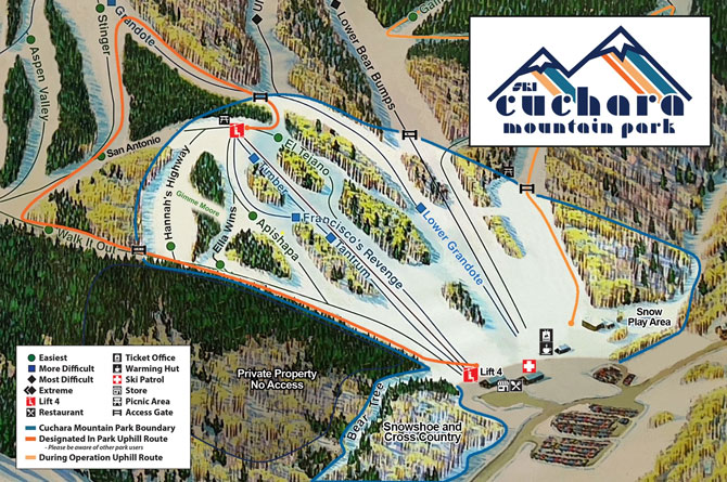 Cuchara Mountain Park Ski Trail Map, Cuchara Valley, Colorado
