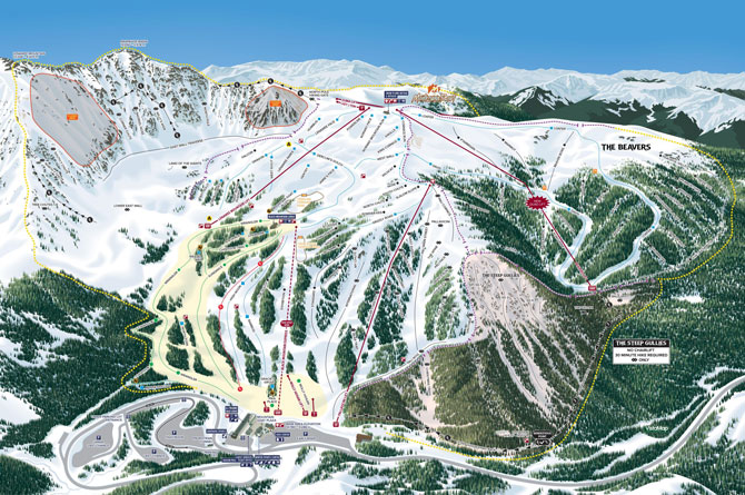 Arapahoe Basin Ski Area Trail Map, Summit County, Colorado