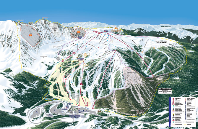 Arapahoe Basin Ski Area Trail Map, Summit County, Colorado